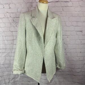 Finley cream Textured tweed Blazer jacket sz S cotton blnd classic office